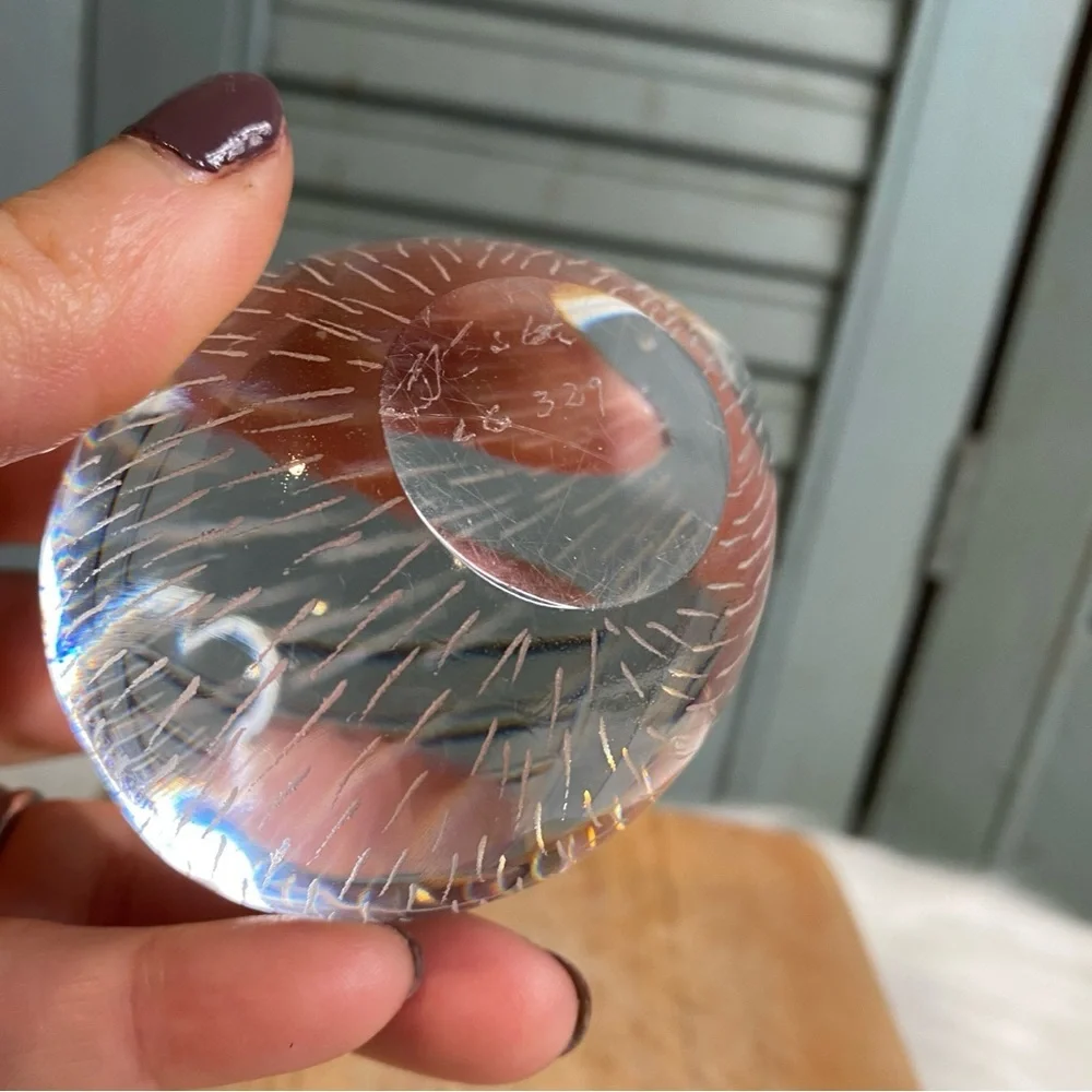Vintage Kosta Boda Clear Crystal Hedgehog Figurine Paperweight Signed & Numbered